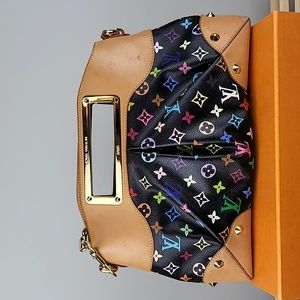 TAKASHI MURAKAMI X LOUIS VUITTON BLACK MONOGRAM MULTICOLORE JUDY MM